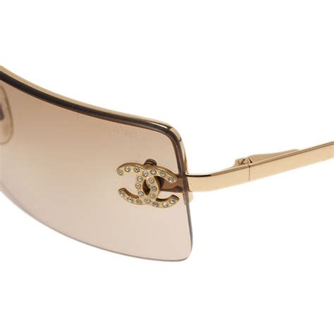 chanel gold round sunglasses|chanel rimless sunglasses women.